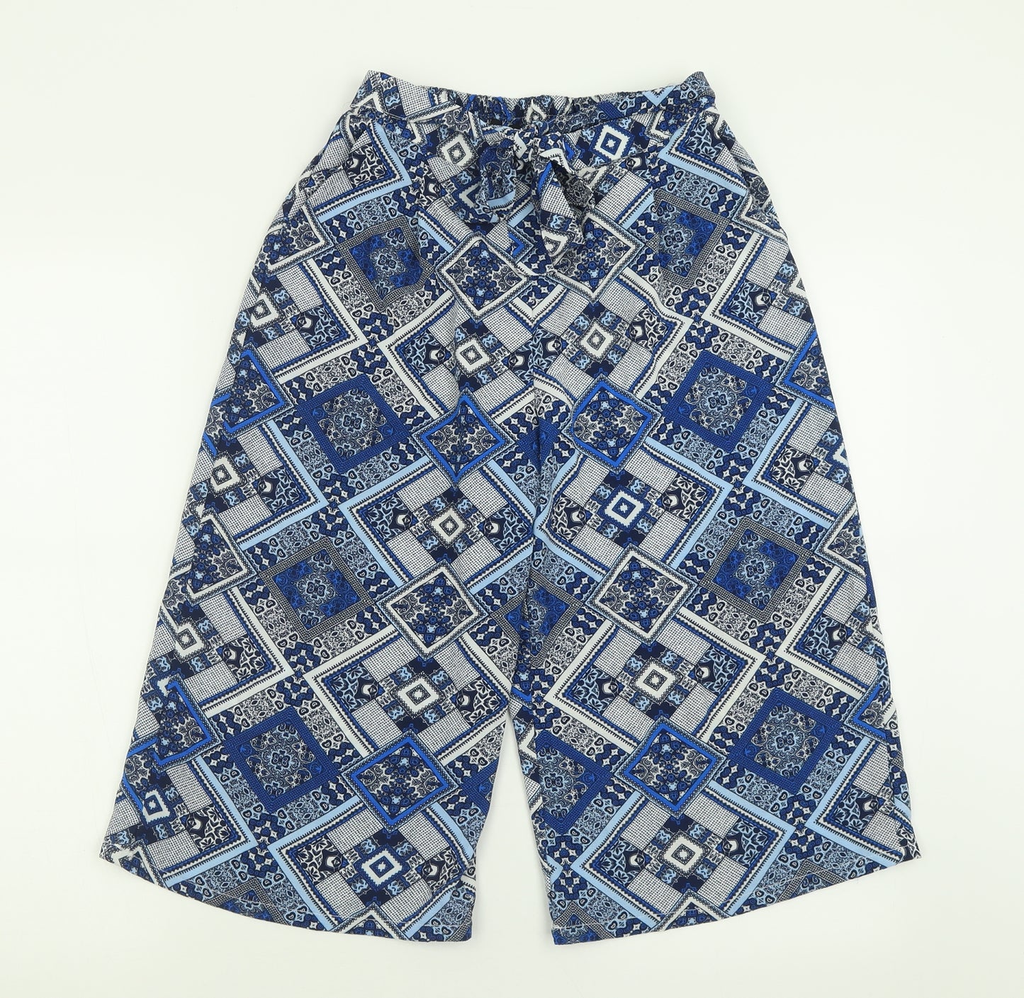 Atmosphere Womens Blue Geometric Polyester Bermuda Shorts Size 8 L16 in Regular Pull On