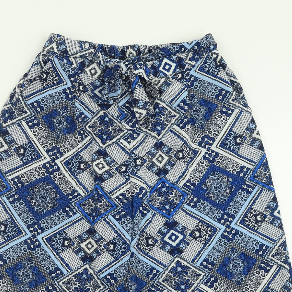 Atmosphere Womens Blue Geometric Polyester Bermuda Shorts Size 8 L16 in Regular Pull On