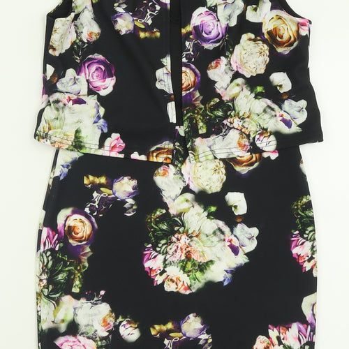 Blue Vanilla Womens Multicoloured Floral Polyester A-Line  Size XS  Crew Neck Pullover