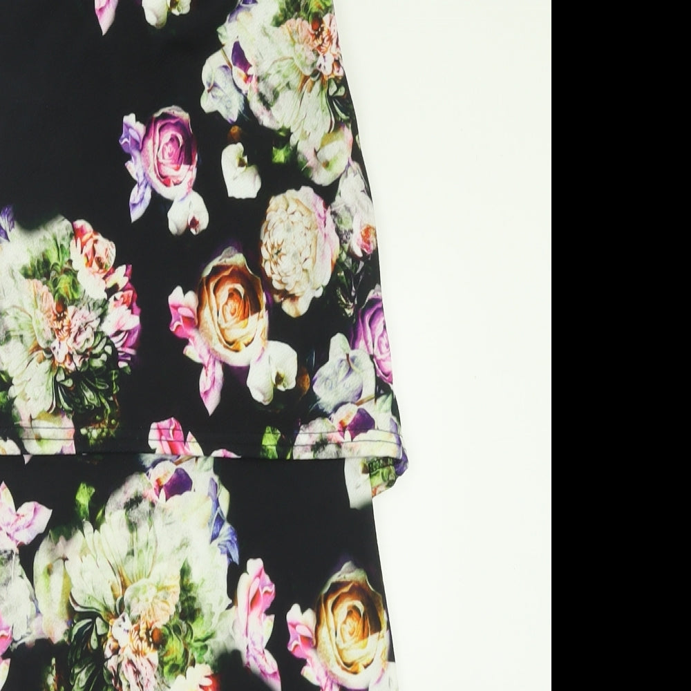 Blue Vanilla Womens Multicoloured Floral Polyester A-Line  Size XS  Crew Neck Pullover