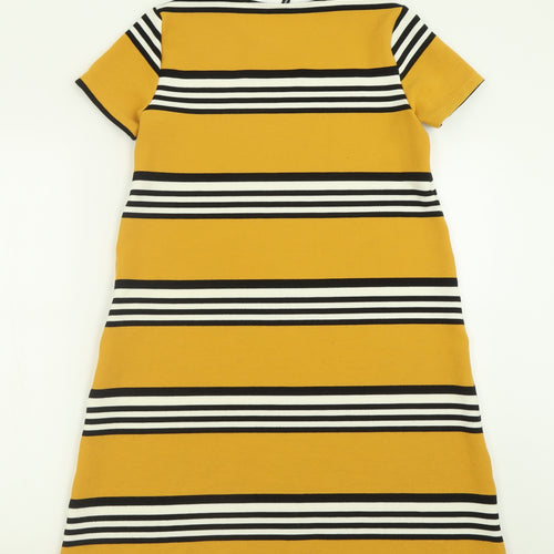 Stradivarius Womens Yellow Striped Polyester A-Line  Size M  Crew Neck Pullover