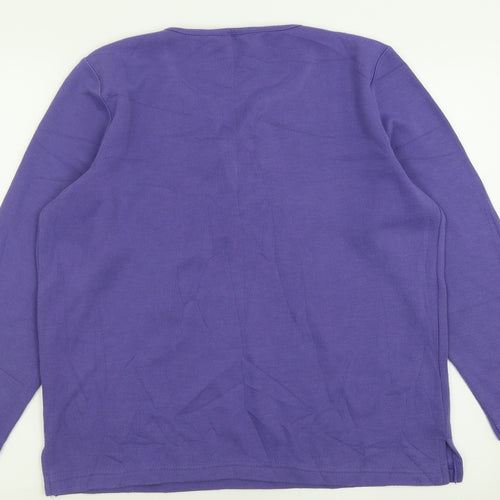 BM collection Womens Purple V-Neck  Polyester Pullover Jumper Size M