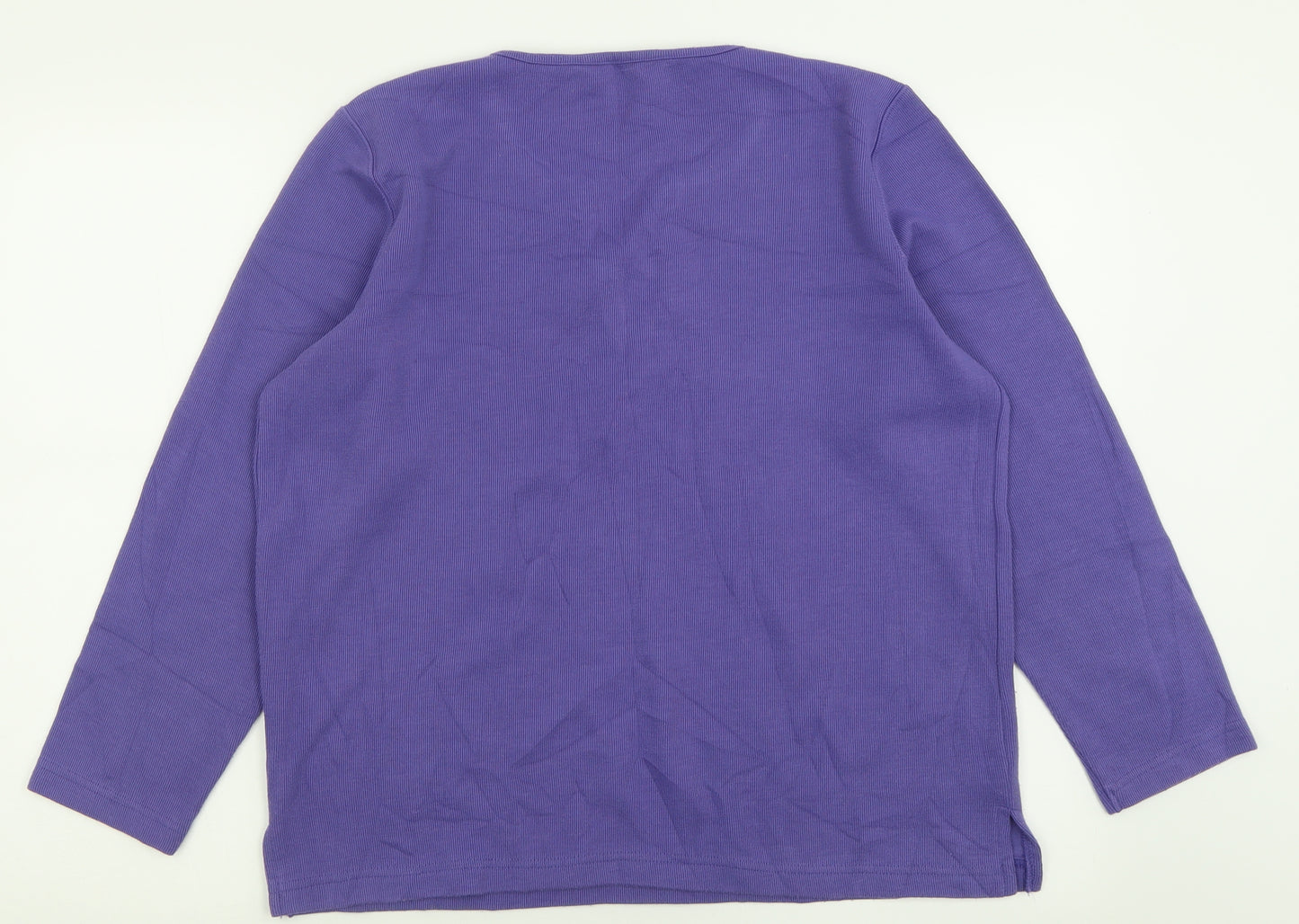 BM collection Womens Purple V-Neck  Polyester Pullover Jumper Size M