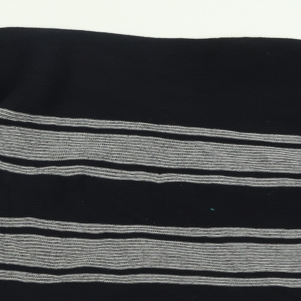 David Neiper Womens Black Boat Neck Striped Cotton Pullover Jumper Size 14
