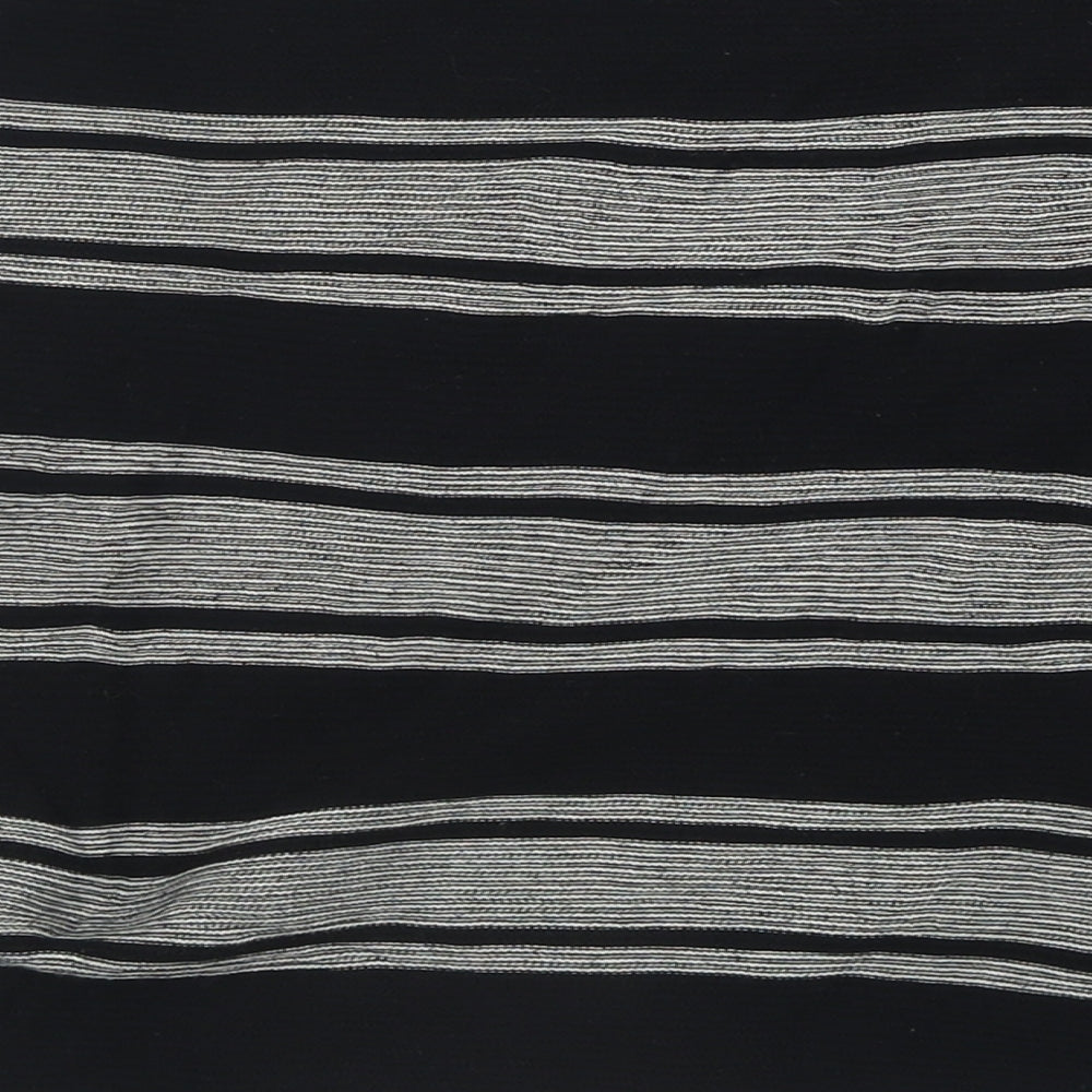 David Neiper Womens Black Boat Neck Striped Cotton Pullover Jumper Size 14