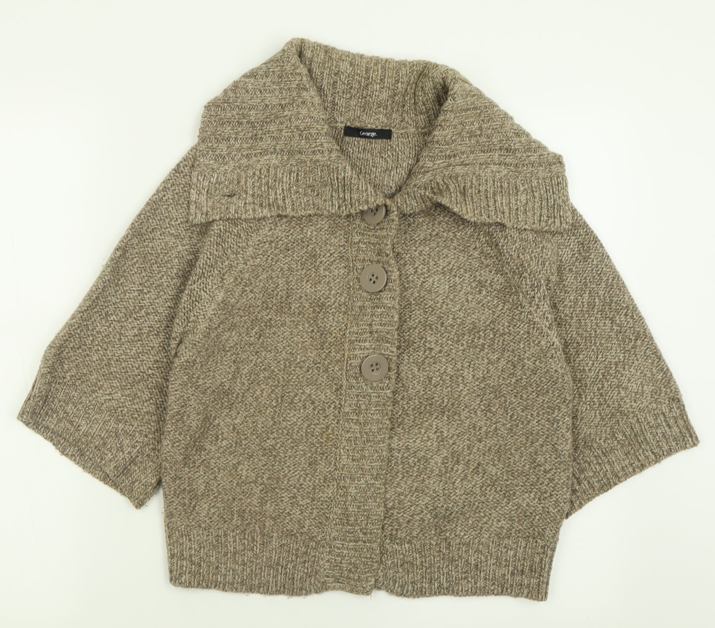 George Womens Brown V-Neck  Acrylic Cardigan Jumper Size 12