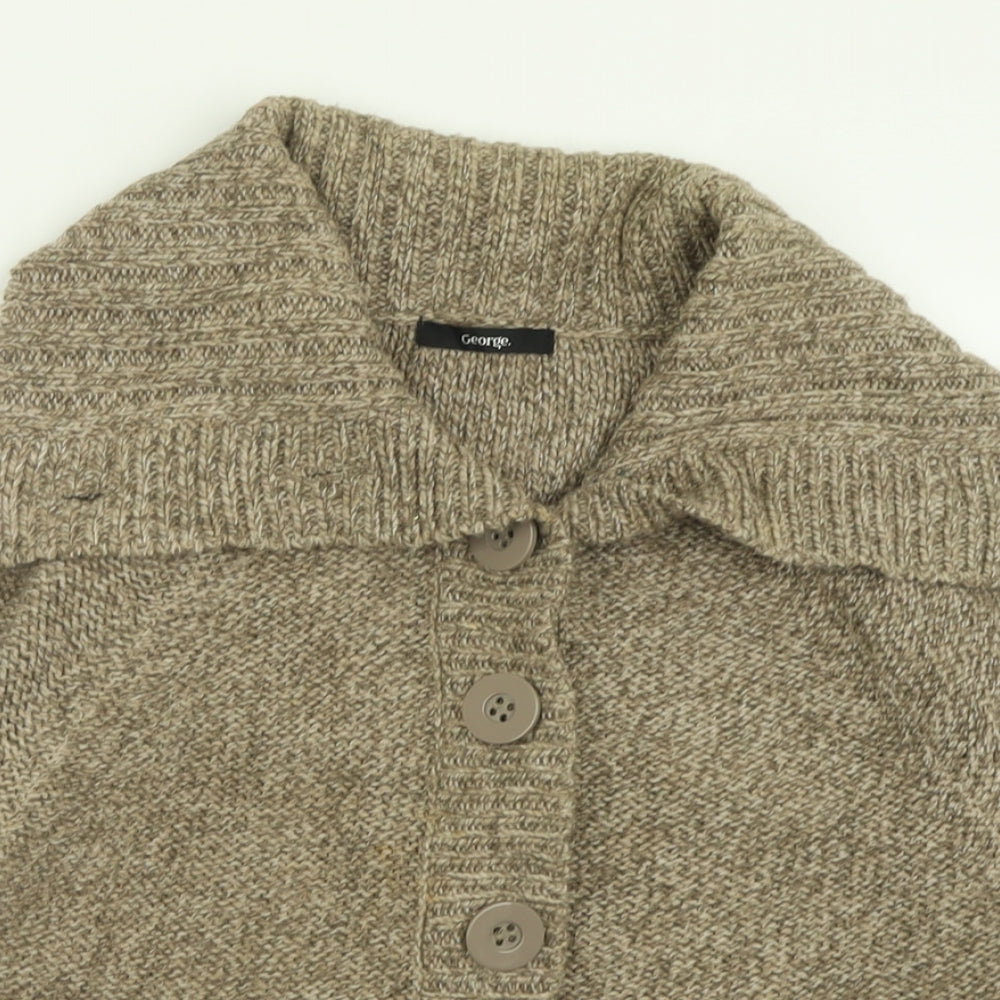 George Womens Brown V-Neck  Acrylic Cardigan Jumper Size 12