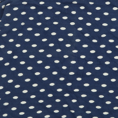 H&M Womens Blue Boat Neck Polka Dot Cotton Pullover Jumper Size S