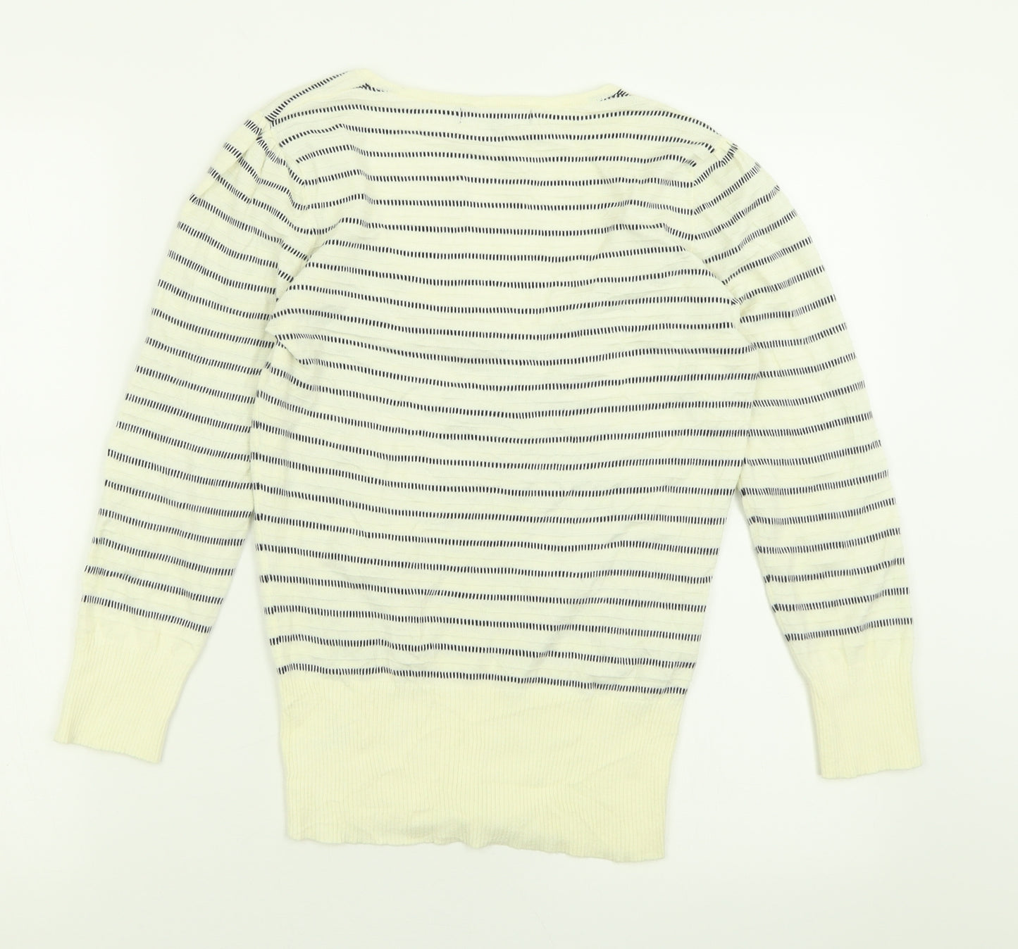 NEXT Womens Ivory Scoop Neck Striped Viscose Pullover Jumper Size 10