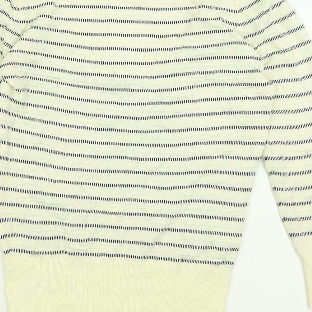 NEXT Womens Ivory Scoop Neck Striped Viscose Pullover Jumper Size 10