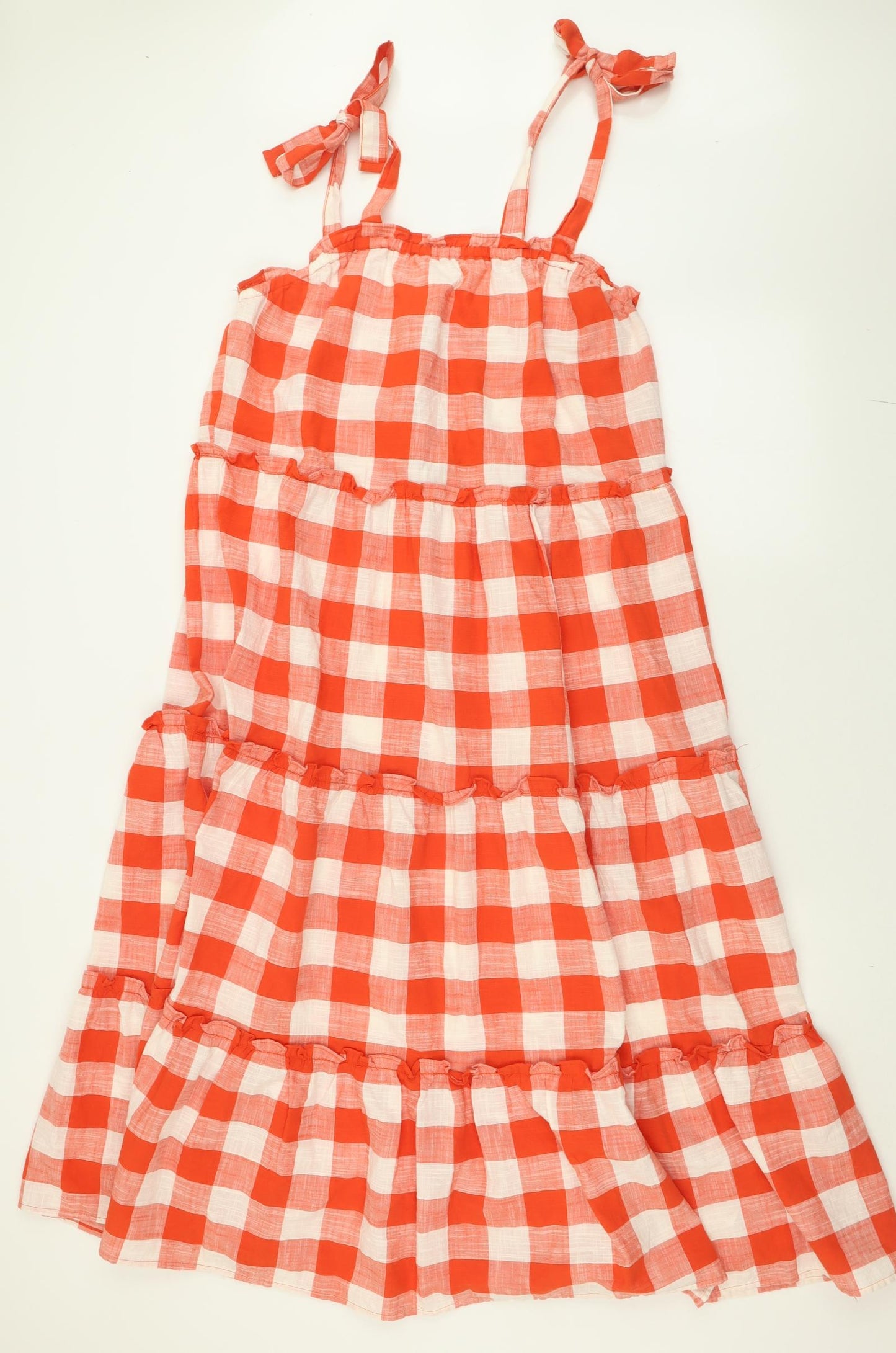 F&F Womens Red Check Cotton A-Line  Size 18  Square Neck Pullover