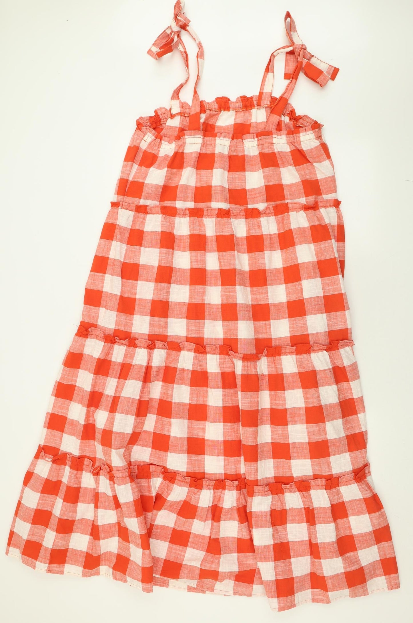 F&F Womens Red Check Cotton A-Line  Size 18  Square Neck Pullover