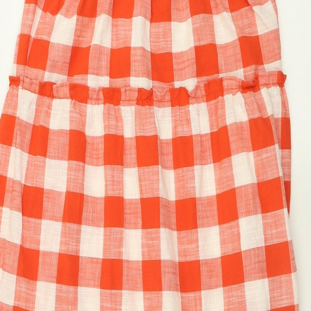 F&F Womens Red Check Cotton A-Line  Size 18  Square Neck Pullover