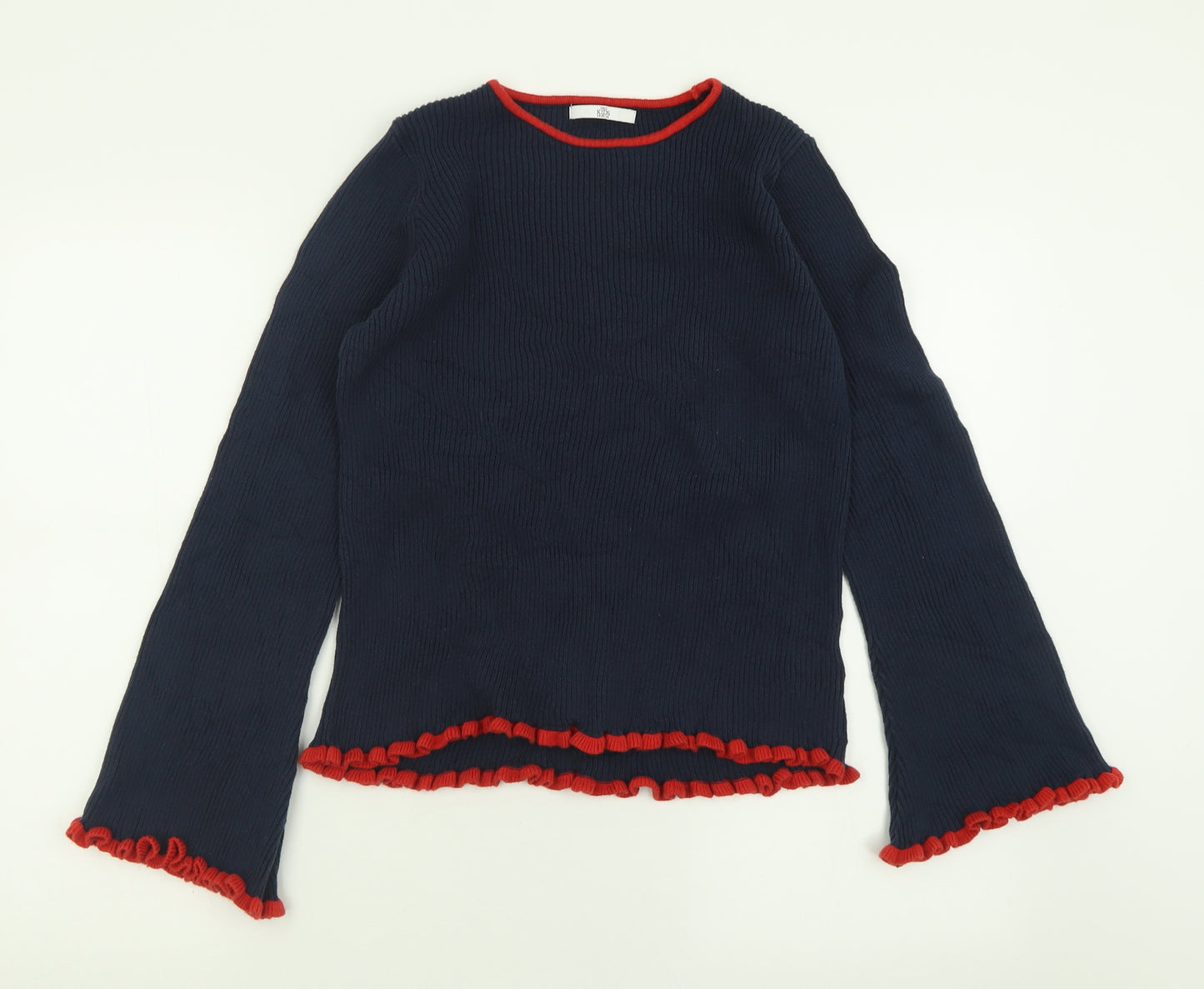 Marks and Spencer Girls Black Crew Neck  Cotton Pullover Jumper Size 14-15 Years  Pullover