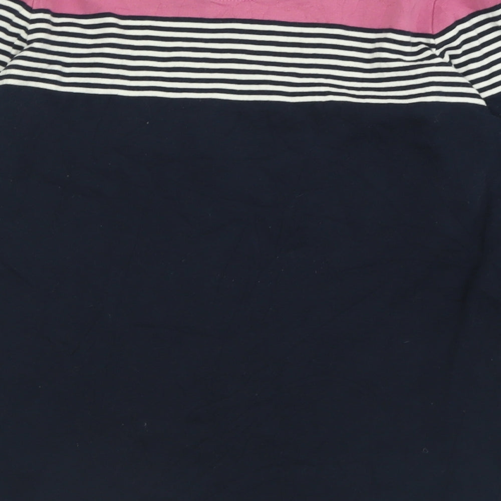 Maine Womens Beige V-Neck Striped Cotton Pullover Jumper Size 16
