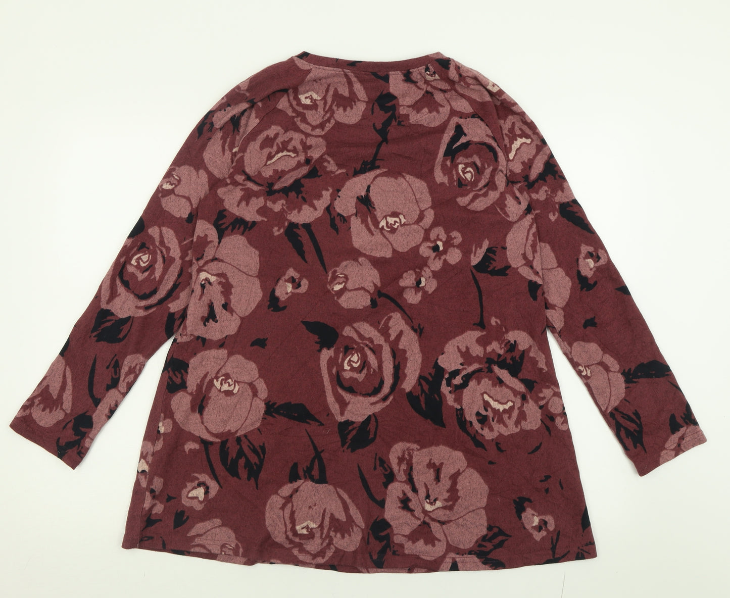 Marks and Spencer Womens Purple Crew Neck Floral Polyester Pullover Jumper Size 14