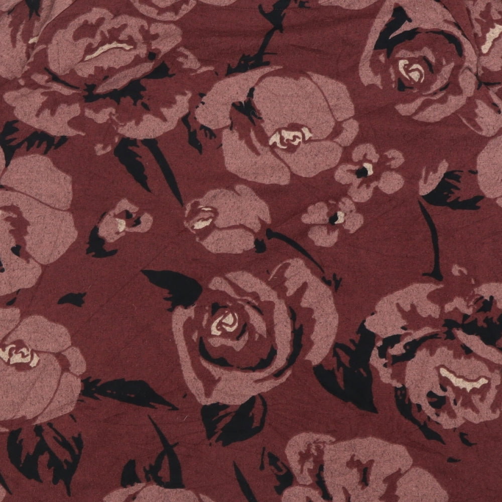 Marks and Spencer Womens Purple Crew Neck Floral Polyester Pullover Jumper Size 14