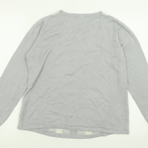 BM collection Womens Grey Crew Neck  Acrylic Pullover Jumper Size M