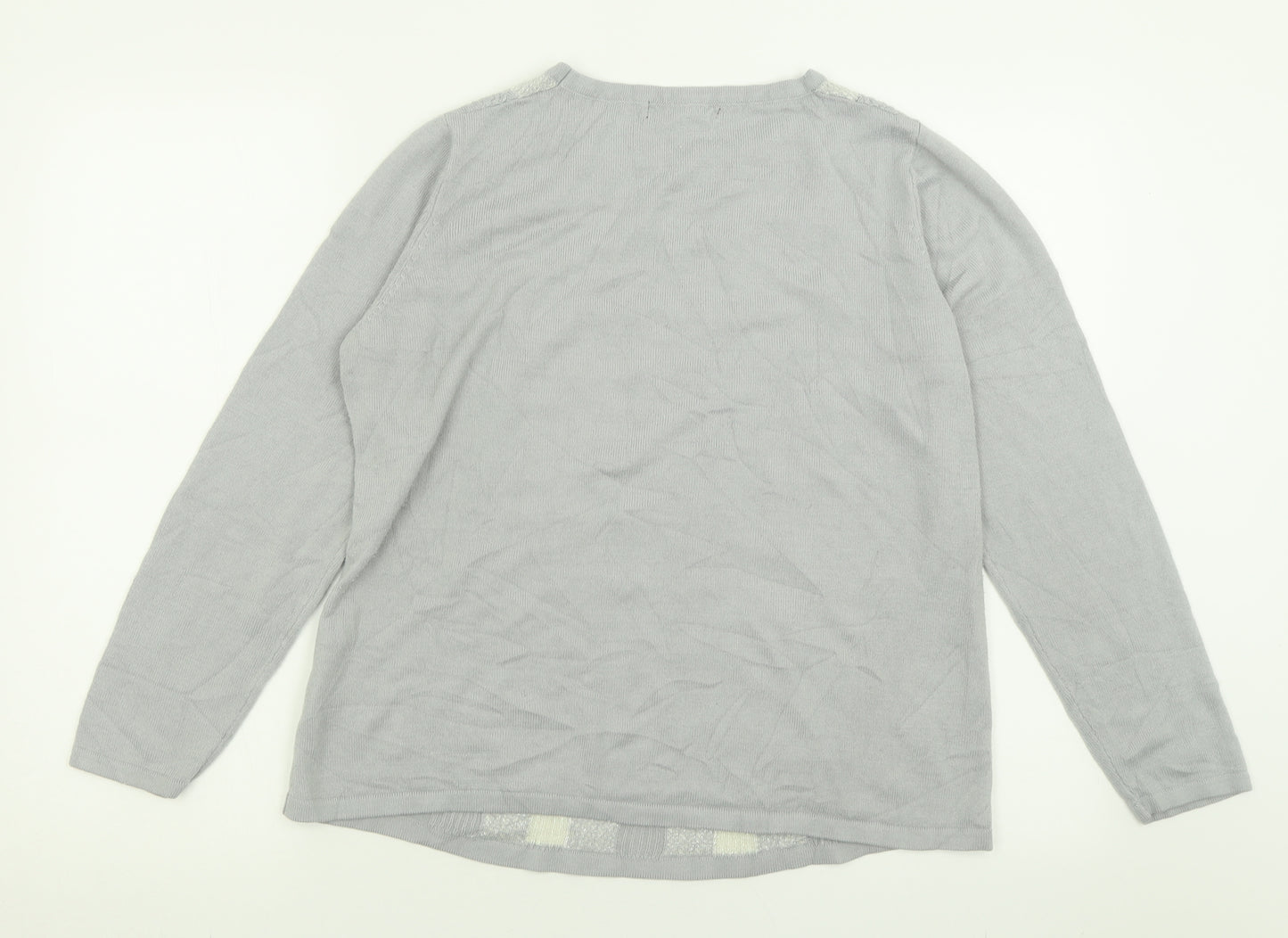 BM collection Womens Grey Crew Neck  Acrylic Pullover Jumper Size M