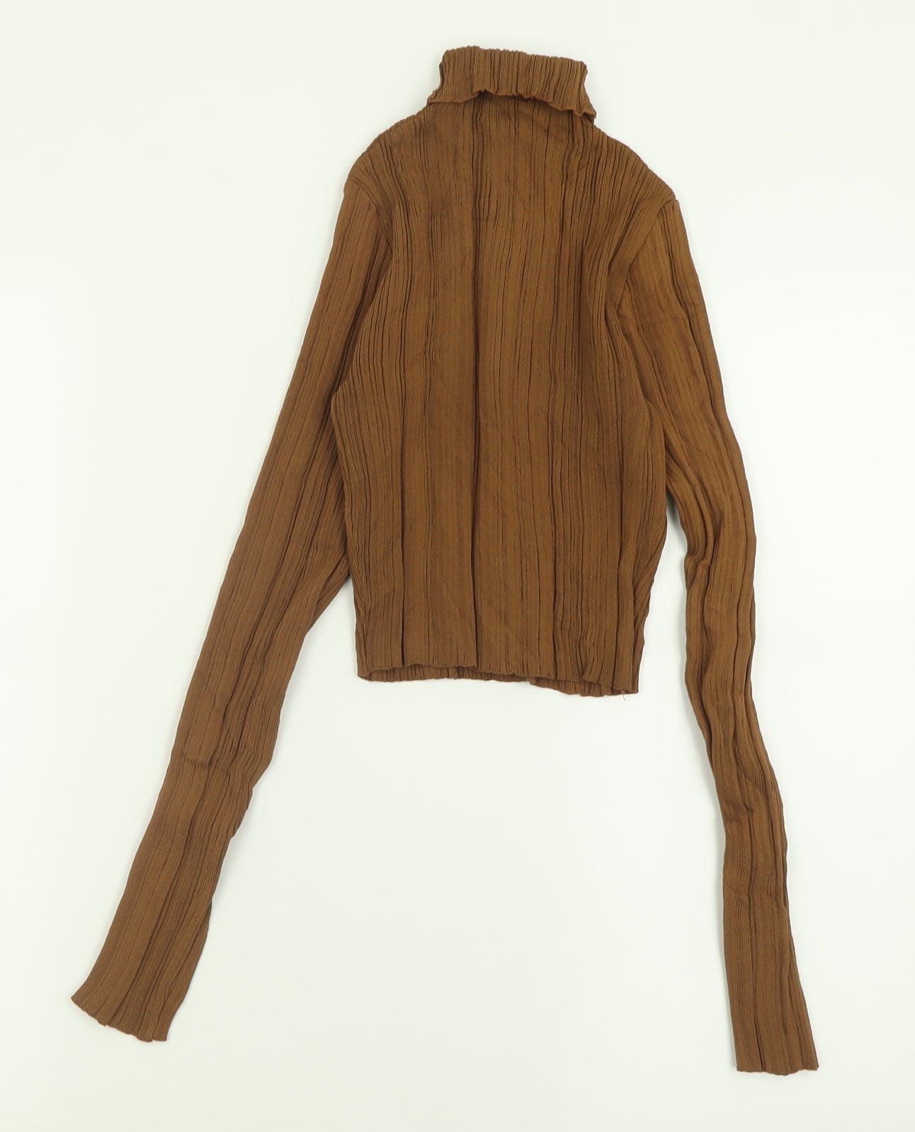 Zara Womens Brown Roll Neck  Nylon Pullover Jumper Size S   - Cropped