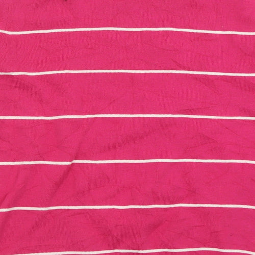 FRANSA Womens Pink Boat Neck Striped Cotton Pullover Jumper Size S