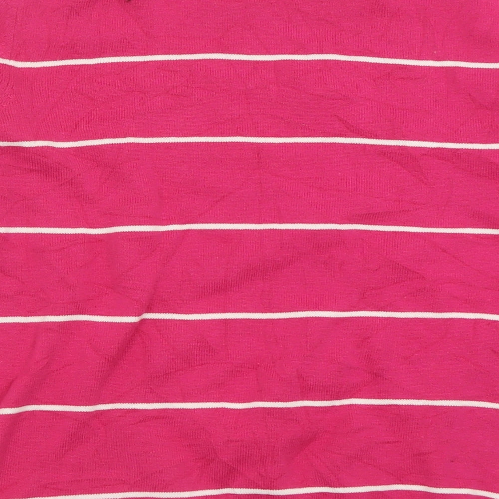 FRANSA Womens Pink Boat Neck Striped Cotton Pullover Jumper Size S