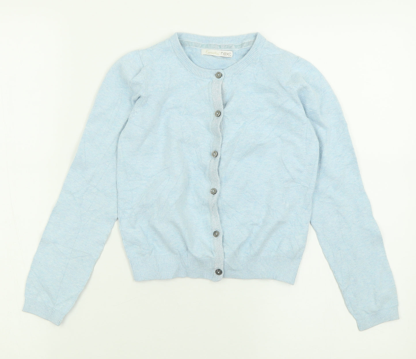 NEXT Girls Blue Crew Neck  Cotton Cardigan Jumper Size 8 Years  Button