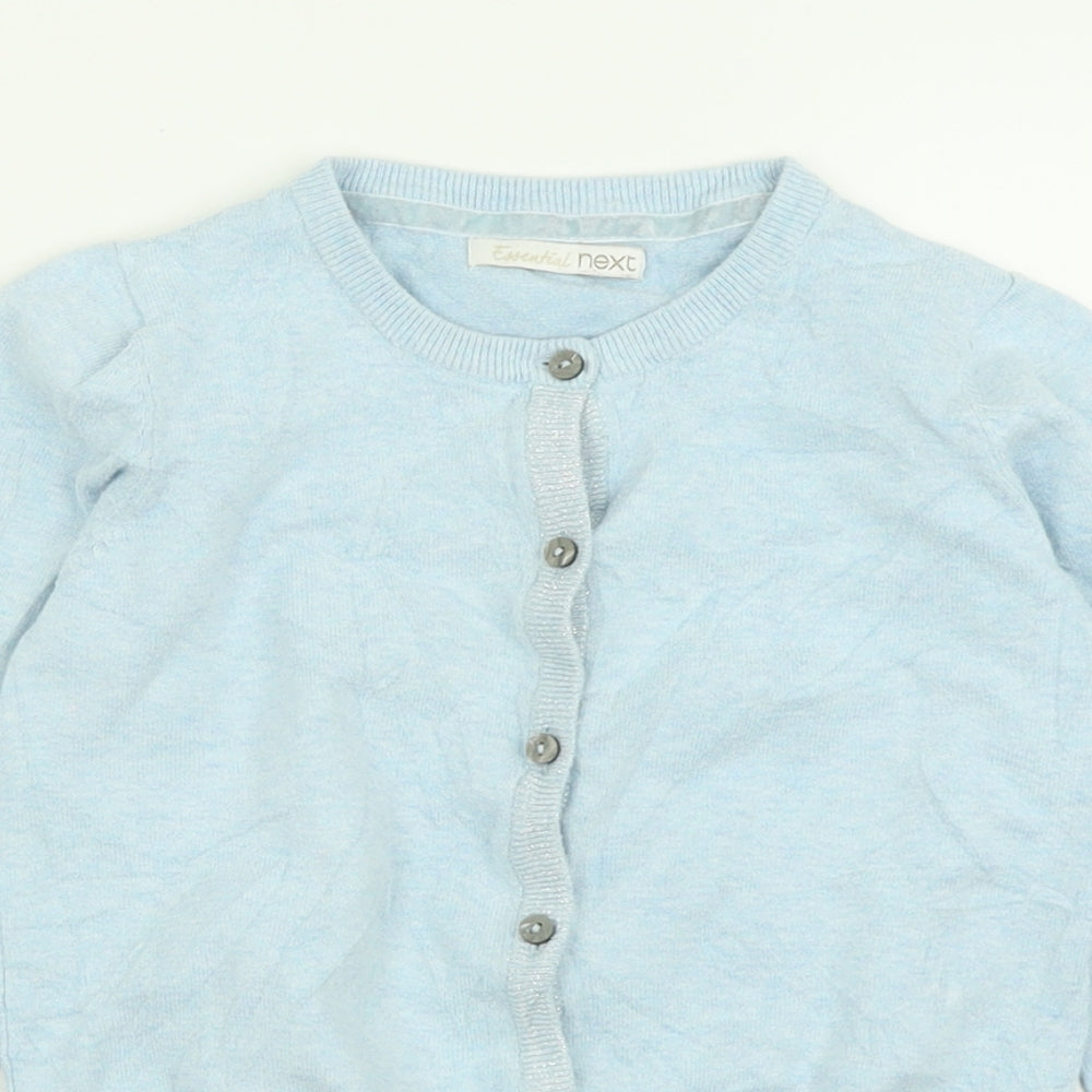 NEXT Girls Blue Crew Neck  Cotton Cardigan Jumper Size 8 Years  Button