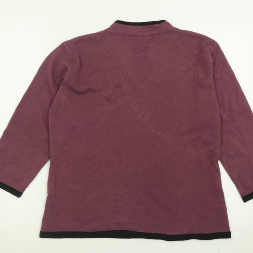 Janique Womens Purple V-Neck  Acrylic Pullover Jumper Size 16