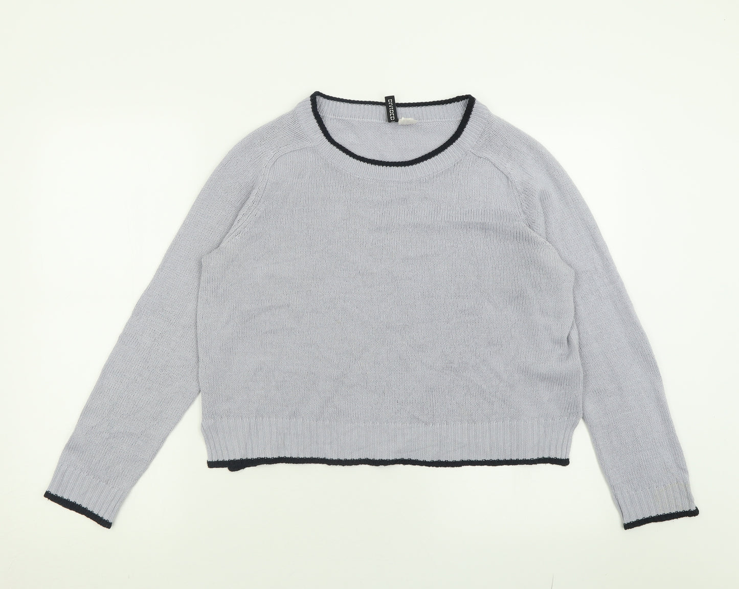 H&M Womens Grey Crew Neck  Acrylic Pullover Jumper Size S