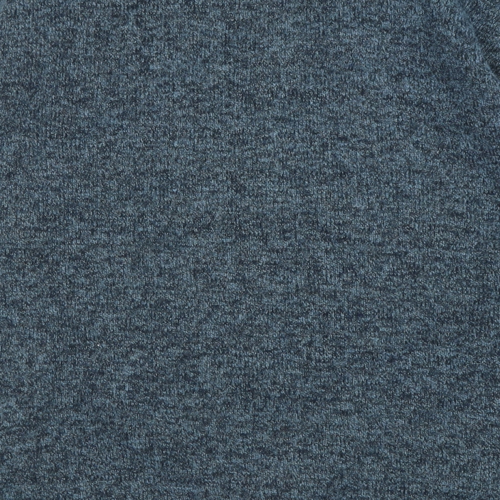 silktaa Mens Blue High Neck  Cotton Full Zip Jumper Size L