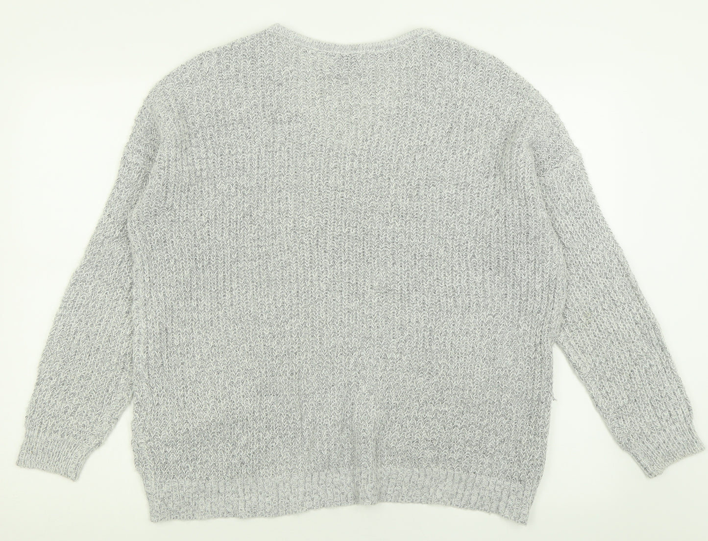Jacqueline De Yong Womens Grey Crew Neck  Acrylic Pullover Jumper Size L