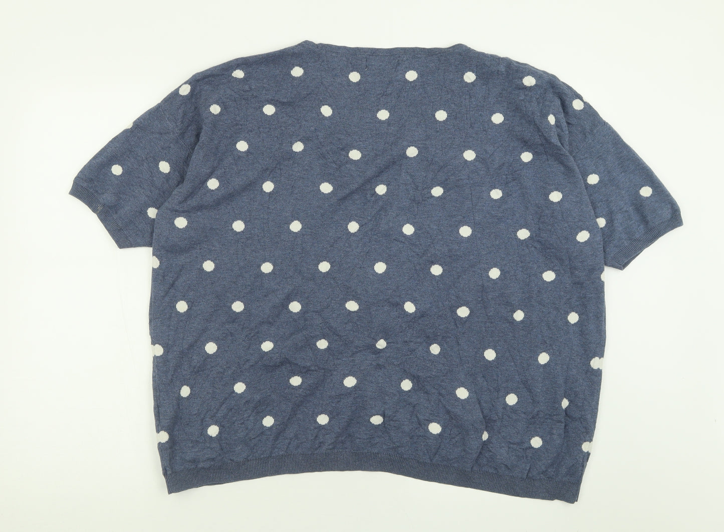 NEXT Womens Blue Crew Neck Polka Dot Cotton Pullover Jumper Size XL