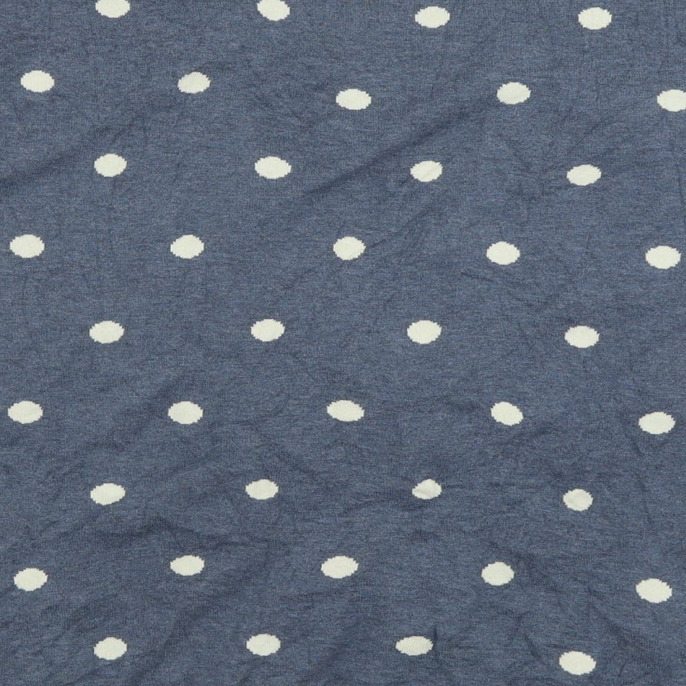 NEXT Womens Blue Crew Neck Polka Dot Cotton Pullover Jumper Size XL