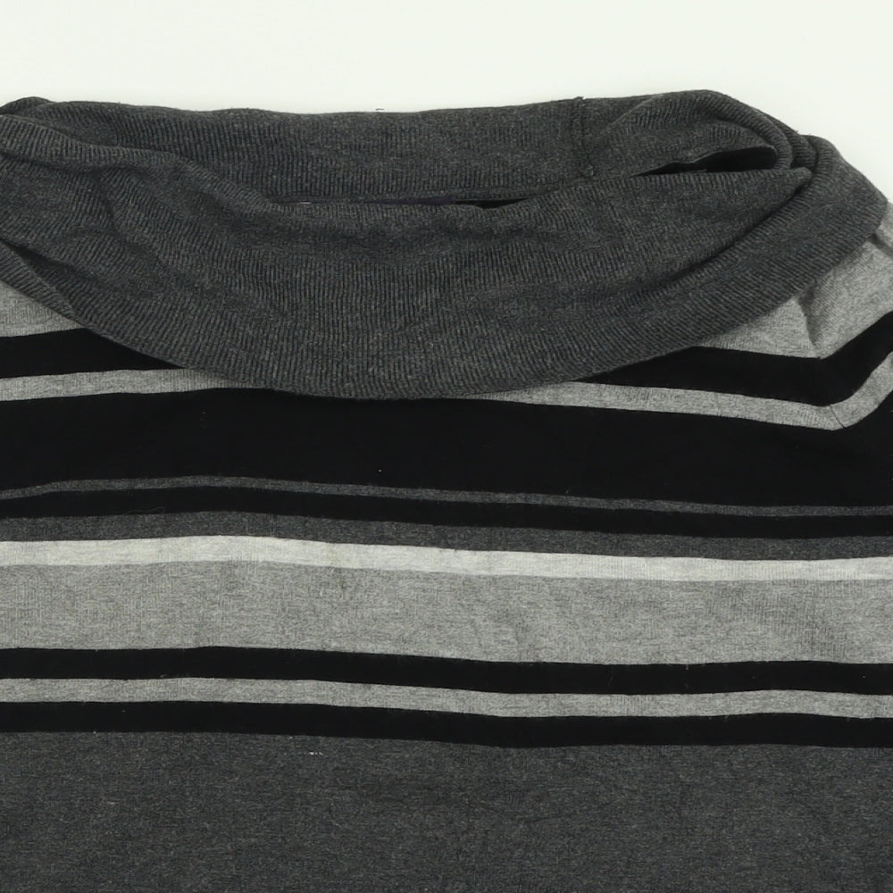 Marks and Spencer Womens Grey Roll Neck Striped Viscose Pullover Jumper Size 16