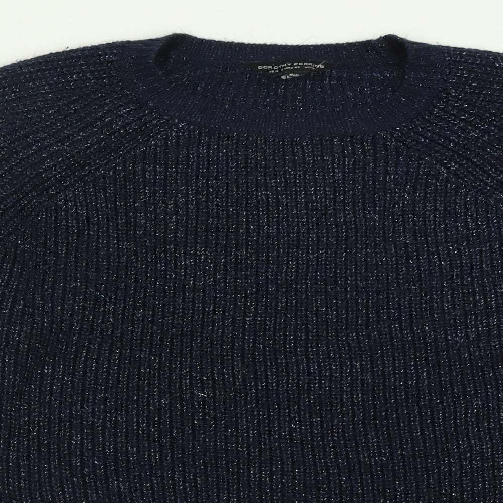 Dorothy Perkins Womens Blue Crew Neck  Acrylic Pullover Jumper Size 14