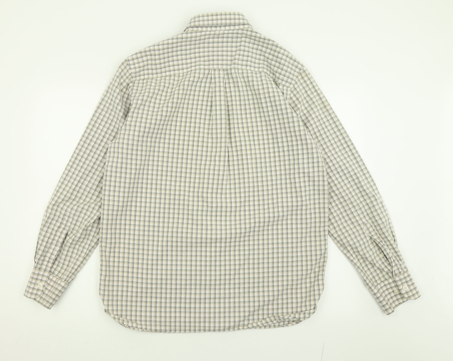 Atlantic Bay Mens Ivory Check Cotton  Button-Up Size M Collared Button