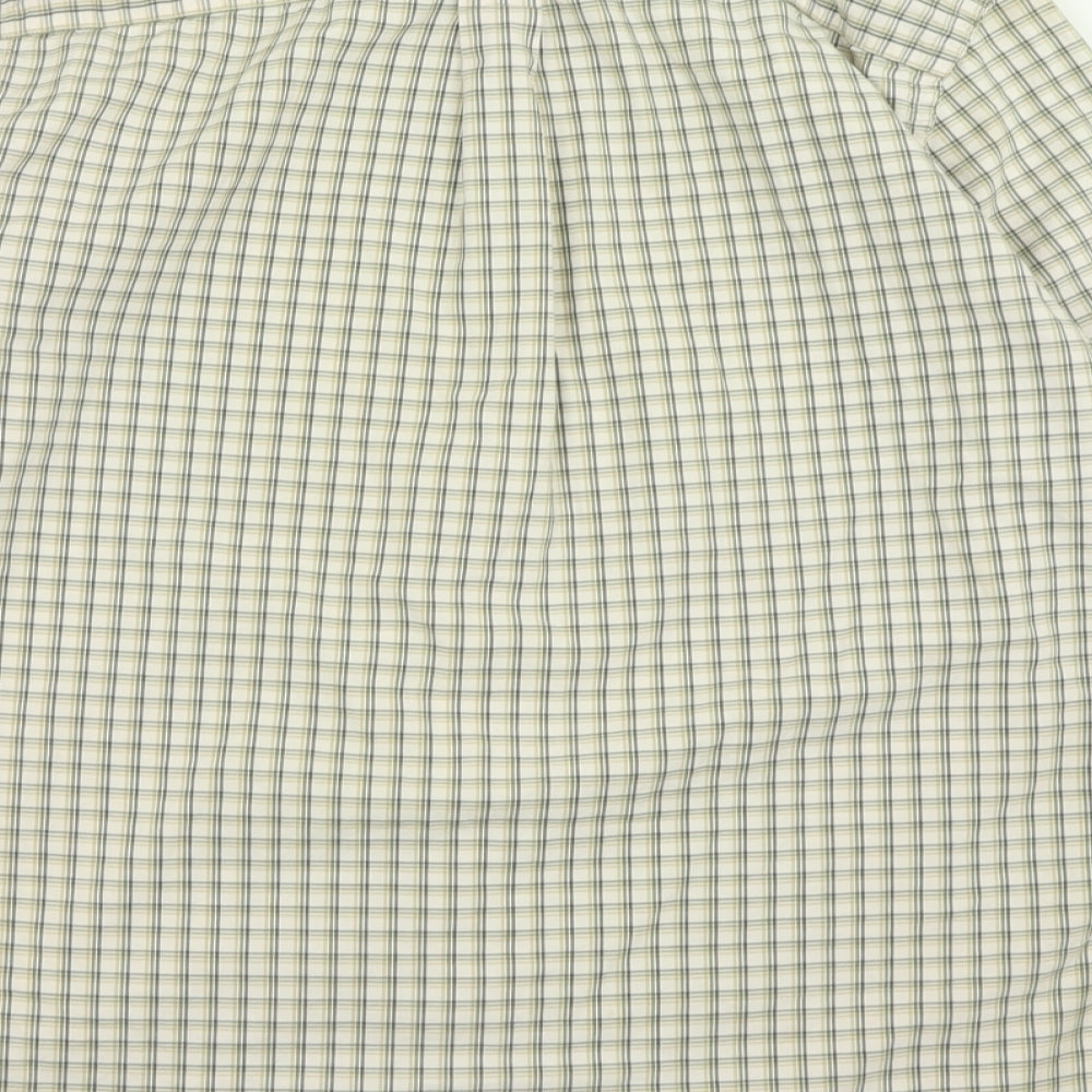 Atlantic Bay Mens Ivory Check Cotton  Button-Up Size M Collared Button