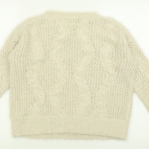 Marks and Spencer Womens Ivory Crew Neck  Polyamide Pullover Jumper Size 12