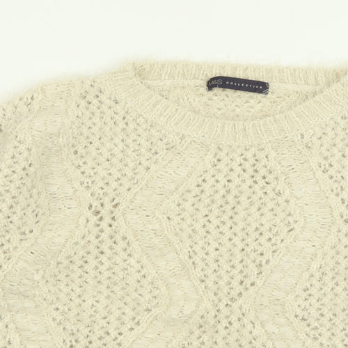 Marks and Spencer Womens Ivory Crew Neck  Polyamide Pullover Jumper Size 12
