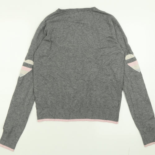 NEXT Womens Grey Crew Neck  Viscose Pullover Jumper Size XS   - heart