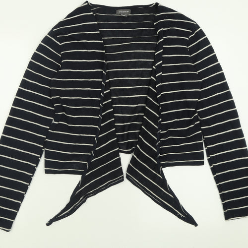 Primark Womens Blue V-Neck Striped Polyester Cardigan Jumper Size L   - Waterfall Cardigan