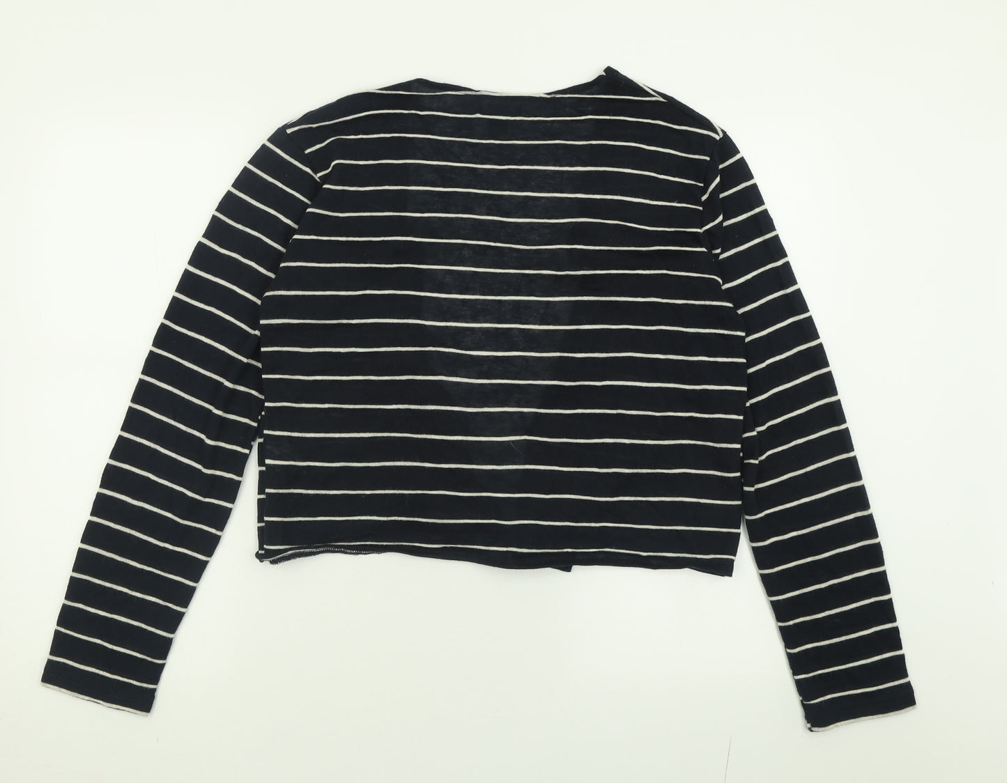 Primark Womens Blue V-Neck Striped Polyester Cardigan Jumper Size L   - Waterfall Cardigan