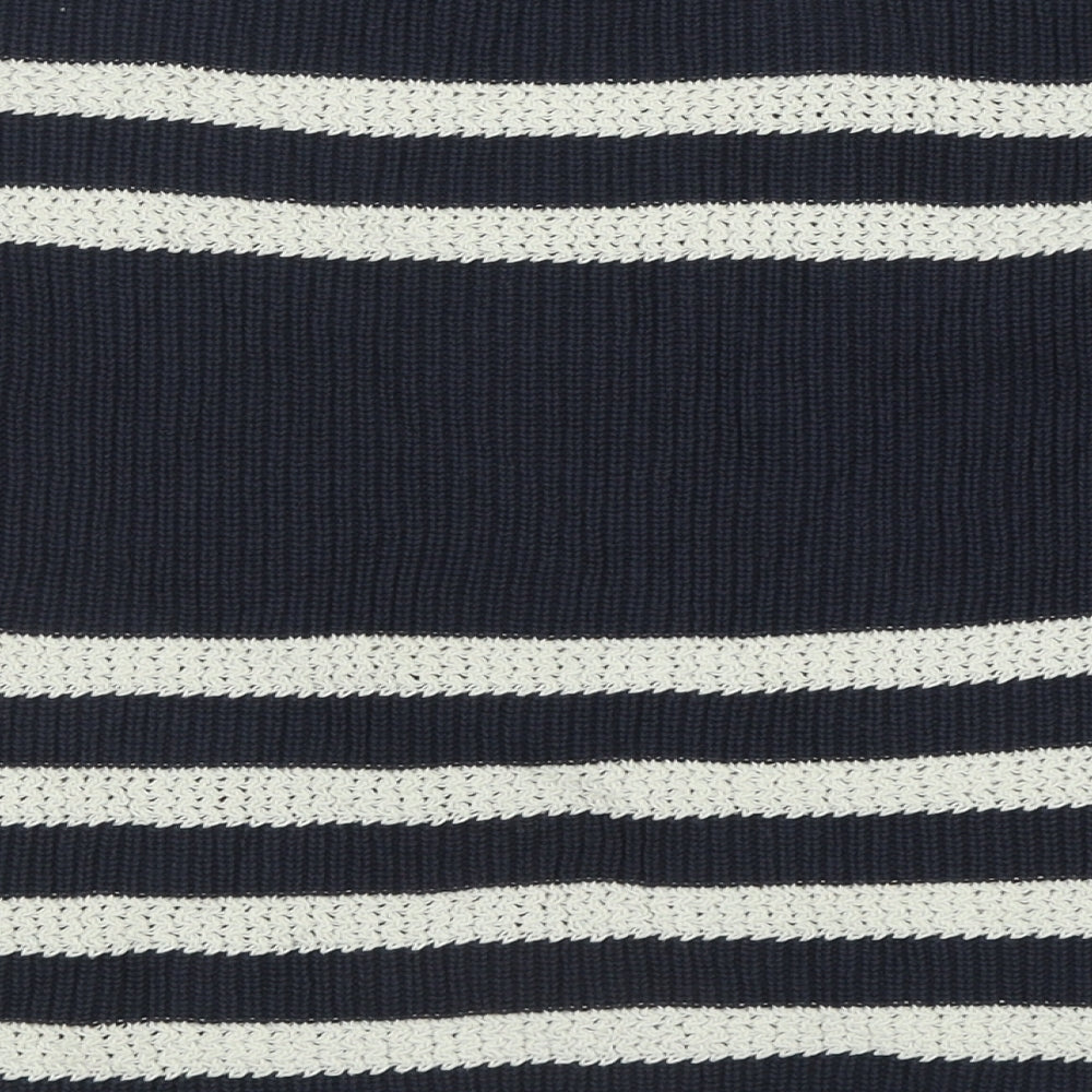 Marks and Spencer Womens Blue Crew Neck Striped Cotton Pullover Jumper Size 12