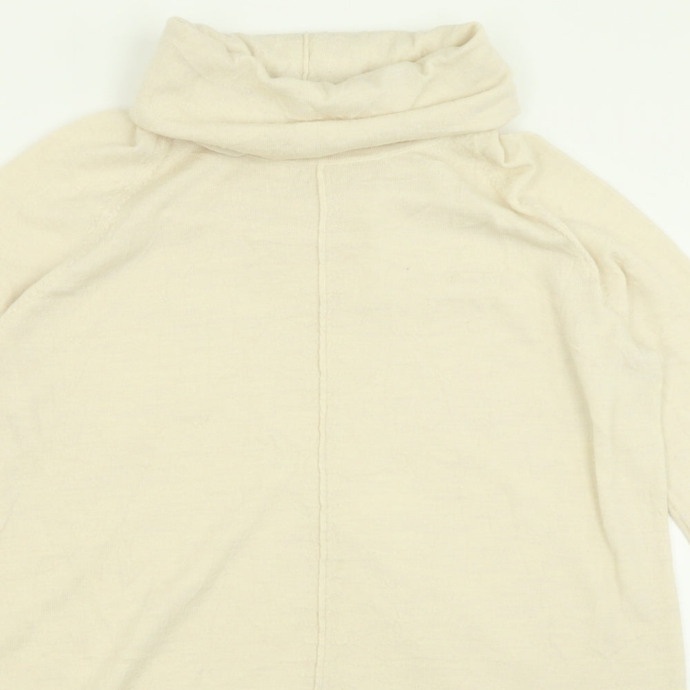 Marks and Spencer Womens Ivory Roll Neck  Wool Tunic Jumper Size 12