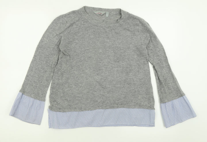 Dorothy Perkins Womens Grey Crew Neck Acrylic Pullover Jumper Size 8