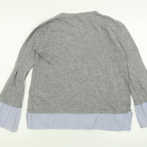 Dorothy Perkins Womens Grey Crew Neck  Acrylic Pullover Jumper Size 8