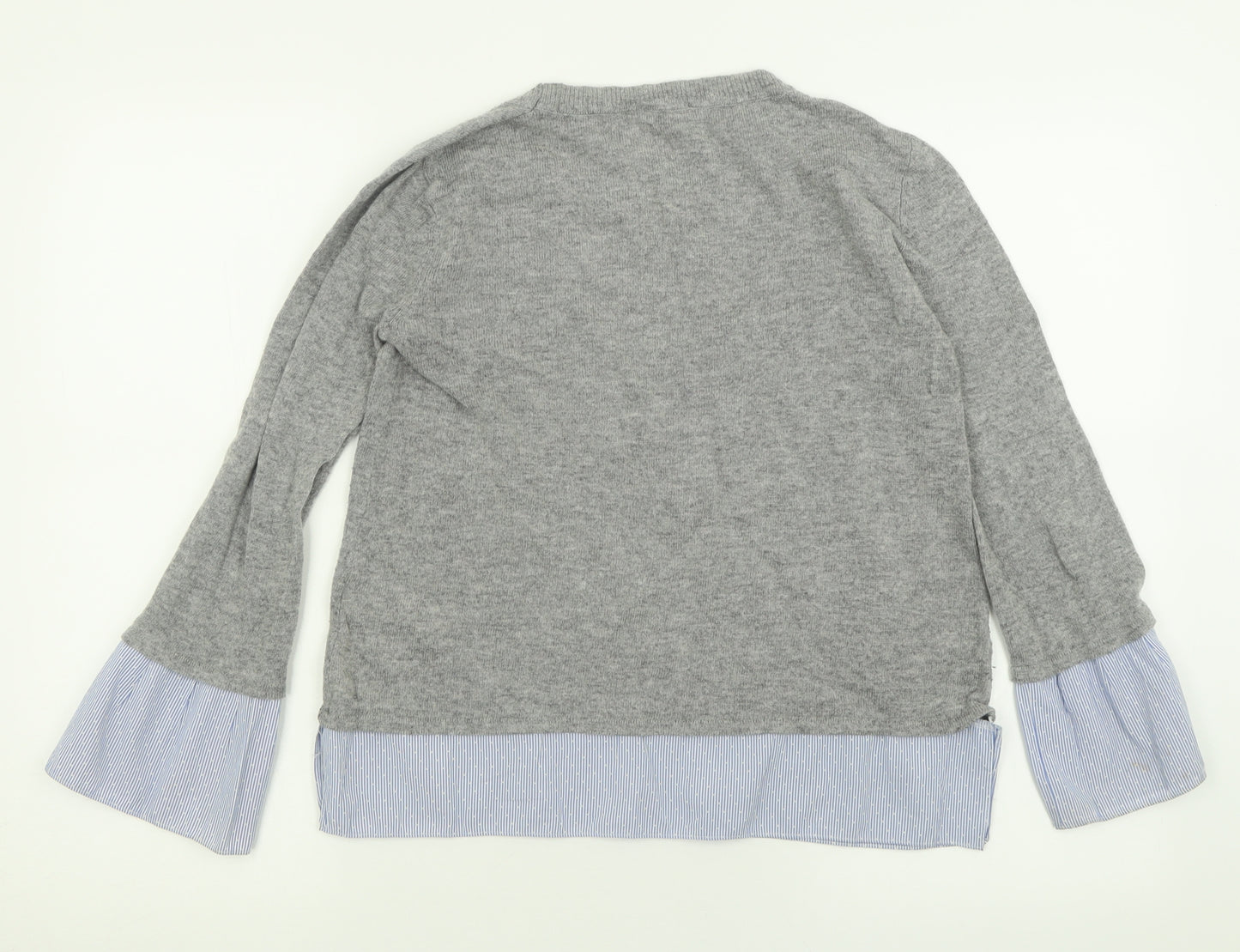 Dorothy Perkins Womens Grey Crew Neck  Acrylic Pullover Jumper Size 8