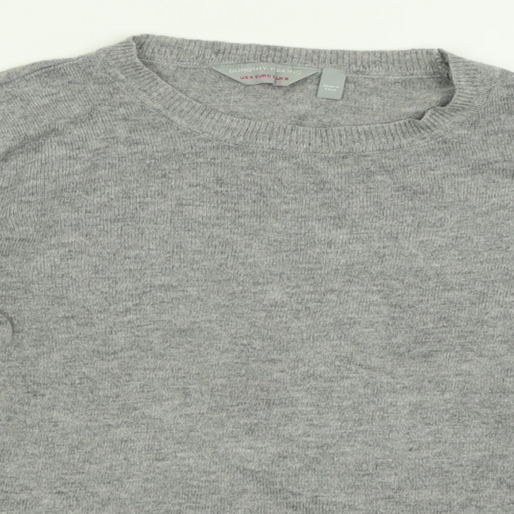Dorothy Perkins Womens Grey Crew Neck  Acrylic Pullover Jumper Size 8