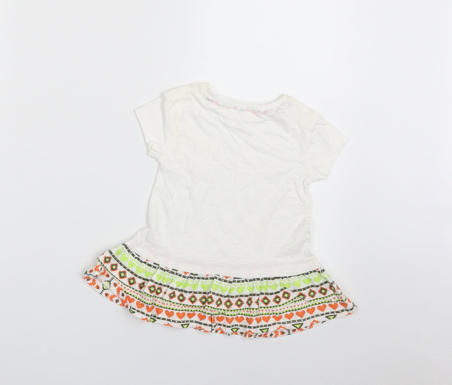 Dunnes Stores Girls White  100% Cotton Pullover T-Shirt Size 12-18 Months Crew Neck Pullover